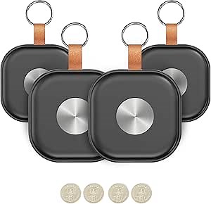 Air Tracker Tags-4 Pack, Item Finder Work for Find My APP (iOS Only), Worldwide Tracker for Keys, Bags Luggage, Suitcases and Wallet, Key Finder Locator with Sound, Replaceable Battery, Black