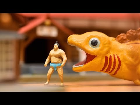 Hungry Godzilla eats everything.