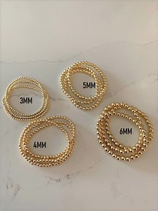 14k Gold Filled Beaded Bracelet: Stackable Stretch Bracelet - Etsy