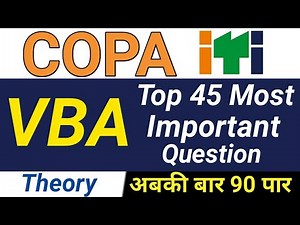 COPA VBA MCQ top most important questions and answers for ITI 2022 Theory Exam paper NCVT SCVT #copa