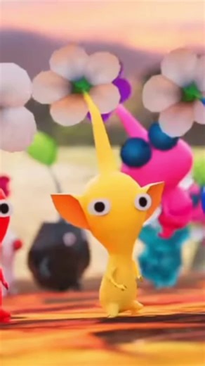 Pikmin dancing to Hey ya! #kawaii #sensory #anxietyrelief #pikmin #music #dance #babysensory #fyp