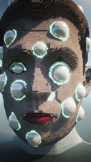 A Minecraft Character Standing on a Giant Face #minecraft #minecraftshorts #memes #funny