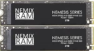 NEMIX RAM Nemesis Series 4TB (2X2TB) M.2 2280 Gen4 PCIe NVMe SSD Write Speeds up to 7415mbps Compatible with Dell Alienware X14 R2 and X16 Gaming Laptops