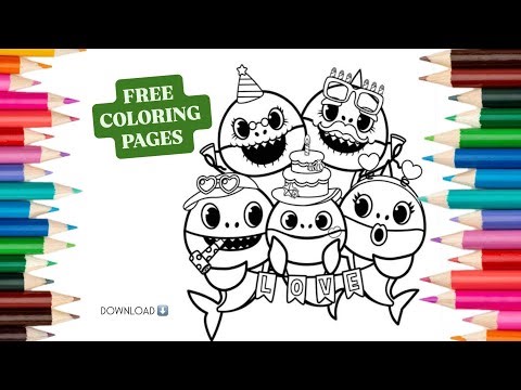 Family Baby shark coloring page 🌈