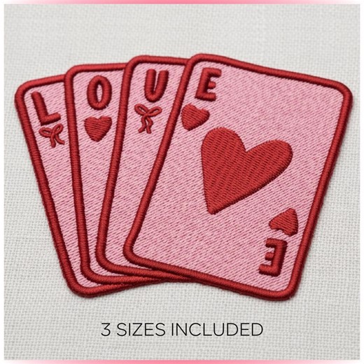 Love Cards Embroidery Design – Valentine's Day Machine Embroidery File (3 Sizes) - Etsy