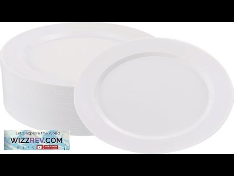 50 PCS White Plastic Plates for 50 Guests 10.25 inch Heavy Duty Disposable