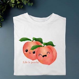 Peach PNG Digital Download, Kawaii Peach Clipart, Printable Merch Design, Peach Design for Shirts, Mugs, Instant Download - Etsy