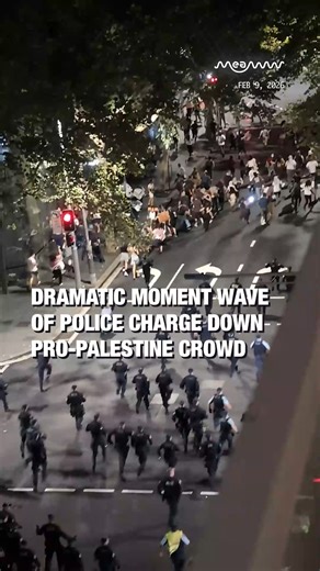 Dramatic Moment Wave of Police Charge Down Pro-Palestine Crowd New South Wales (NSW) police charged at pro-Palestine protesters who gathered near Sydney’s Town Hall as Israeli President Isaac Herzog started a four-day visit to Australia on Monday, February 9. Footage posted to Reddit by user the_long_grape shows police charging at a scattered group of people down Bathurst Street in Sydney’s central business district. On-the-ground footage suggests that authorities deployed chemical irritants to 