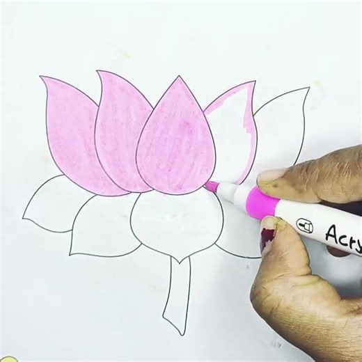 How to Color Lotus Flower | Simple & Beautiful Coloring
