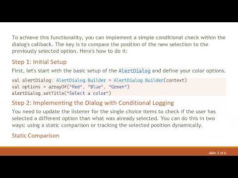 How to Avoid Logging in Android Dialogs When Selecting the Same Option