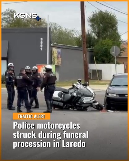 Two LPD motorcycle officers were struck by a vehicle during a funeral procession and taken to a hospital with minor injuries. Read more here: https://www.kgns.tv/2025/12/29/police-motorcycles-struck-during-funeral-procession-laredo/ | ABC Laredo