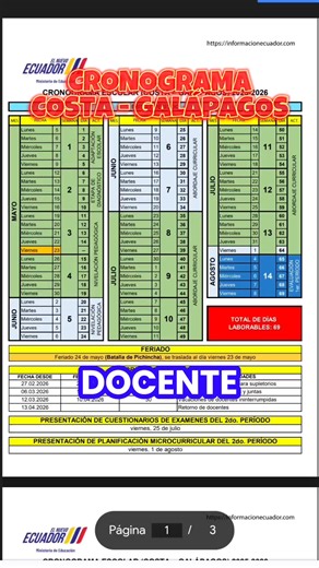 Cronograma Escolar 2025 Costa, Ecuador Ministerio de Educación ¿Cómo obtenerlo? | Información Ecuador