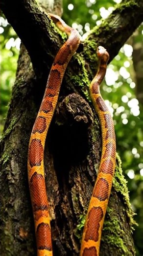 Two Golden Pythons Climbing Tree | Amazing Reptile Movement