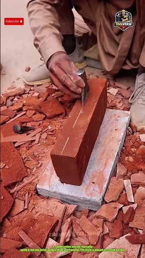 Manual Brick Splitting Technique for Clean and Precise Cuts #handtools