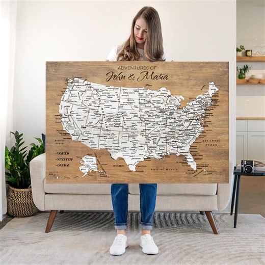 Personalized Our Adventures Push Pin Usa Map - Etsy