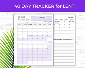 40 Day Lent Printable Tracker, Chart for 40 Day Lent Commitment, Printable Pdf, US Letter or A4 - Etsy UK