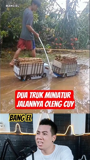 Miniature truck carrying wood made to swerve on flooded road #shorts #reactionvideo #react #eldanboy