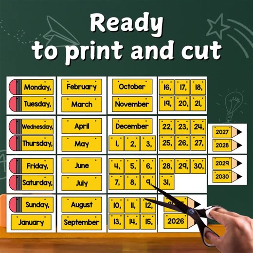 Flip the Pencil – Pencil Flip Calendar Printable | Classroom Decor | Monthly Calendar for Teachers & Homeschool | Fun Pencil-shaped Calendar - Etsy