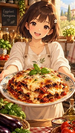 Eggplant Parmigiana 🍆🧀 | Italian Comfort Food | Anime Cooking ASMR #shorts