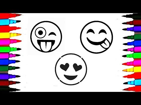 How To Draw and Color Emoji l Emoji Faces Coloring Pages Videos For Kids l Learn Colors