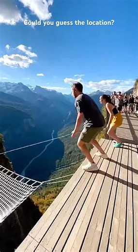 Would you jump in this most viral cliff net at beautiful location? #crazy #adventure #funny