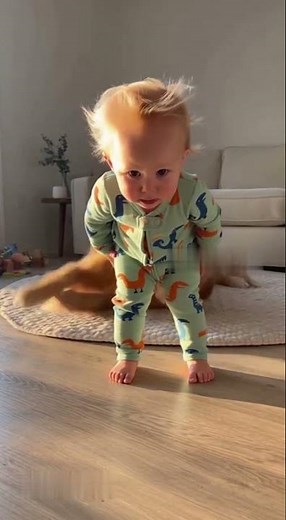 👶🐕 Baby Wakes Dog with Demanding “Wake Up!” – HILARIOUS Morning Moment 😂 #funny #aivideo#sora2 #cat