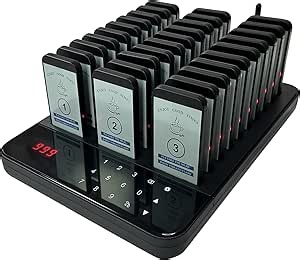 Restaurant Pager System 30 Wireless Beepers for Restaurant Buzzer System Waiting Queue Signal Calling Long Range Customer Service Guest Queue Pagers for Coffee Shop Food Truck Church Nursery Clinic