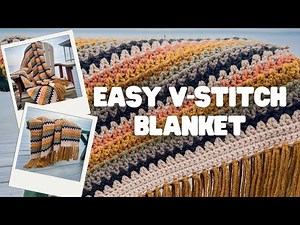 Easy Chunky V Stitch Blanket Tutorial | Free Crochet Pattern