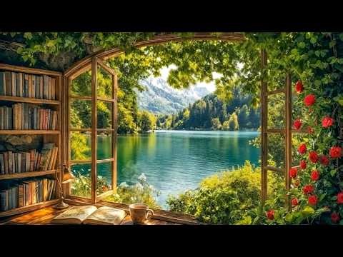 Spring Lake Window Ambience 🌸 Peaceful Nature Sounds & Birdsong for Study, Sleep and Relaxation