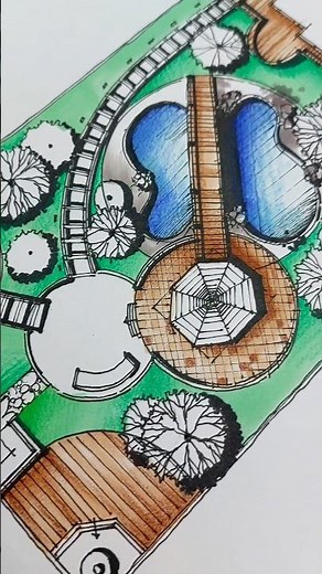 Landscape Design Sketch🌱✒️ #landscapesketch #landscapedesign #architecturaldrawing #howtodraw #art