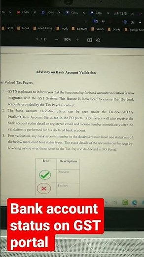 bank account status on GST portal