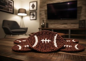 Football Coaster Pattern | Beginner Crochet Coaster | Team Color Game Day Decor PDF - Etsy