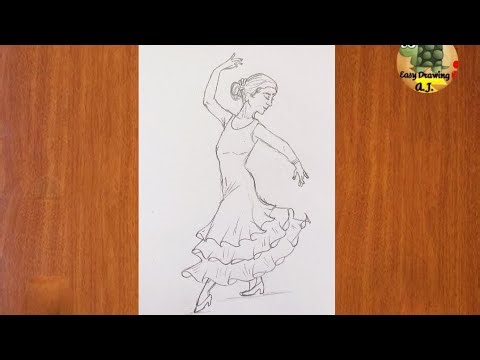 Dancing Girl Drawing | Easy Step-by-Step Dance Pose Sketch for Beginners | Simple Pencil Drawing