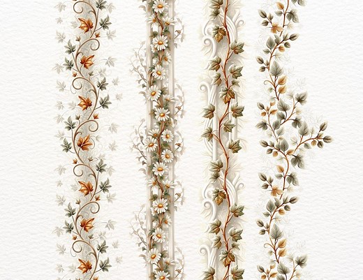 13 Ivy Botanical Seamless Vertical Borders | Flower Vine Border Clipart | Printable Seamless Floral Edge for Planners, Calendars, Journals - Etsy