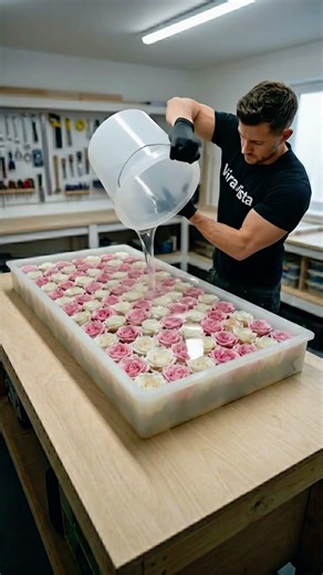 This Epoxy Table with Real Roses Turned Out INSANE #shorts #resin #diy