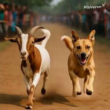 Goat vs Dog Race! 🐐🐶 Who Wins This Unexpected Animal Challenge