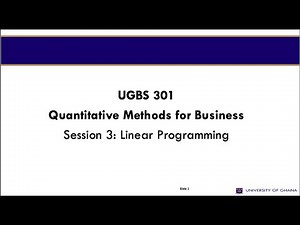 UGBS 301 Intro to Linear programming