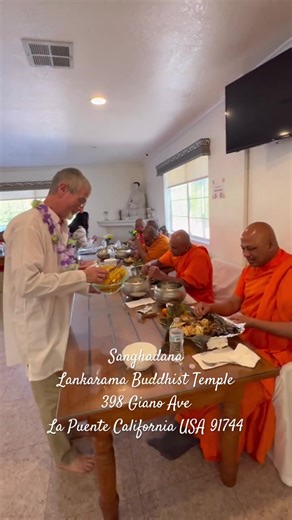 Sanghadana Lunch Offering Bhikkhus Sangha Lankarama Buddhist Temple California USA #bhantedevananda. For Indiana Buddhist Temple Dhamma Friend Bruce Allen, the Buddhist path began with a water lily start: I came to know Indiana Buddhist Temple in a rather serendipitous way. I began visiting for meditation in June of 2011. Just a year earlier, the temple had dug a small water lily pond. I have several water lily tubs on my patio, and each spring they need to be divided. That spring I placed an ad