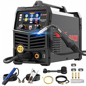 GZ GUOZHI 110V/220V 210A MIG Welder, 8 in 1 Multi-Process Aluminum Welding Machine, Pulse MIG, Gas MIG/MAG, Gasless Flux Core MIG, Lift TIG, Stick, Spot Welding, Spool Gun