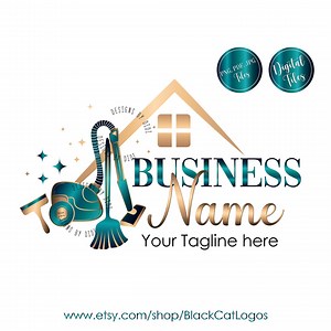 House Cleaning Logo, Residential Cleaning Service Logo, Vacuum Cleaner Duster Broom Design Watermark, Purple Teal Blue Housekeeping Branding - Etsy