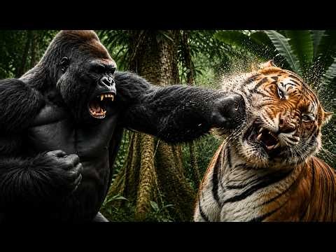 Gorilla vs Tiger | A Father's Fight to Protect His Family in the Jungle