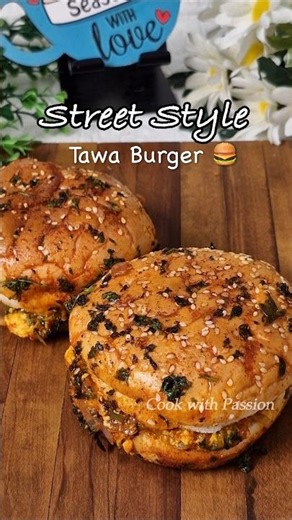 🍔 Street Style Tawa Burger Recipe | Crispy, Cheesy & Masaledar #burger #masalaburger