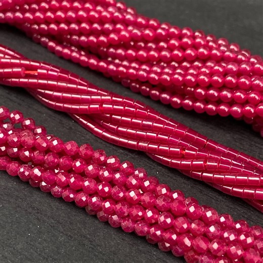 Synthetic Ruby Bead Strand Pigeon Blood Red Tube and Round Beads Flame Fusion Jewelry Making Supply Vintage Style - Etsy UK