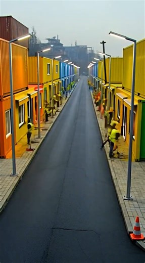 From Rusted Container Slum to Futuristic Cargo Street 🚢✨ #shorts