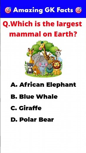Which Is the Largest Mammal on Earth? | Amazing GK Fact | Blue Whale Explained #shorts