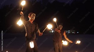 Fire troupe, Fire performance,Fire dance show to party.