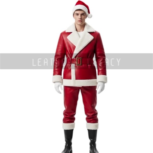 Red Leather Santa Suit: Fur Trim, Gothic Holiday Outfit - Etsy