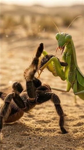 Praying Mantis vs Tarantula – Epic Desert Battle
