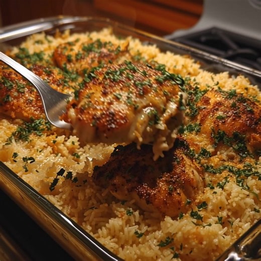 Garlic Butter Chicken and Rice Casserole This comforting casserole brings together tender chicken, fluffy rice, and rich garlic butter flavor in one easy, oven-baked dish that feels both cozy and satisfying. Ingredients 4 boneless, skinless chicken thighs or breasts 1 1/2 cups long-grain white rice, rinsed 4 tbsp unsalted butter, melted 3 cloves garlic, minced 2 1/2 cups chicken broth 1/2 cup heavy cream or milk 1 tsp paprika 1 tsp garlic powder | The Cozy Spoon