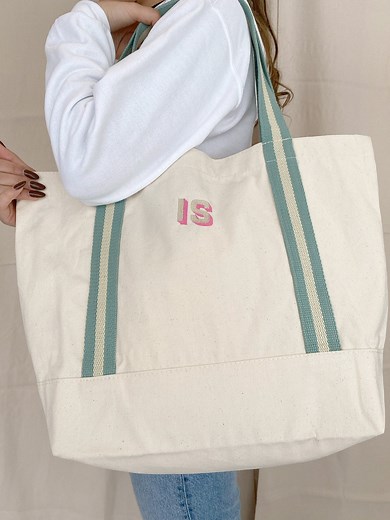 Personalised Tote Bag Embroidered With Initials Custom Tote Shopper Custom Canvas Tote Bag Name Tote Bag Bridesmaid Gift Bag Sage Green Tote - Etsy